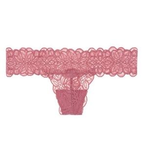 New Victoria’s Secret PINK Date Allover Lace Thong Panties - Large - Begonia